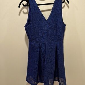 V neck navy blue dress